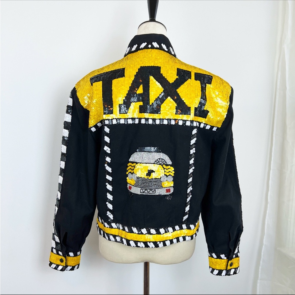 Vintage 90s Just Fabulous Black and Yellow Sequin Jacket